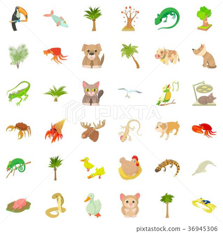 Sand animal icons set, cartoon style Sand animal icons set, cartoon style 36945306