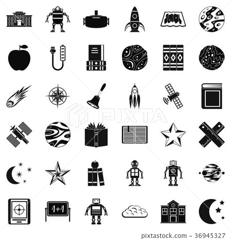 Astronomy book icons set, simple style Astronomy book icons set, simple style 36945327