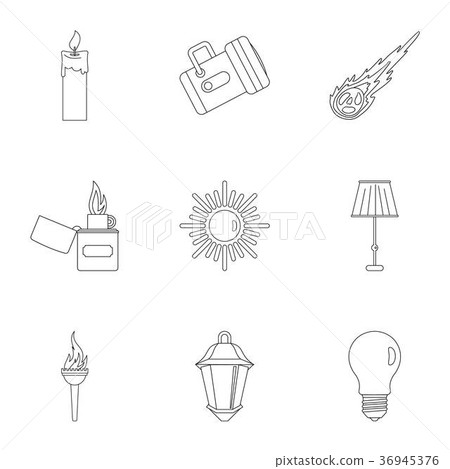 Light symbols icon set, outline style 36945376