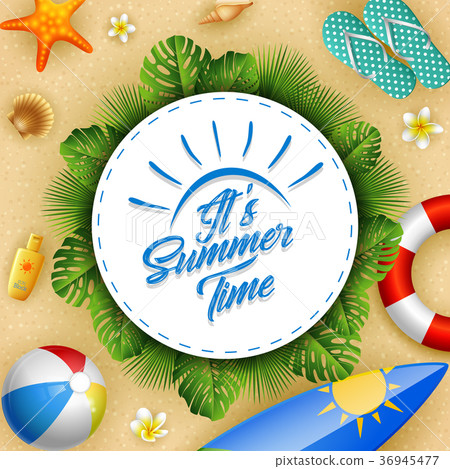Summer beach background circle Summer beach background circle 36945477