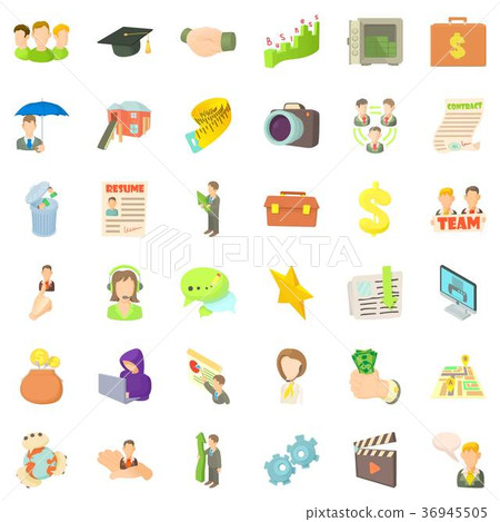 Fast career icons set, cartoon style 36945505