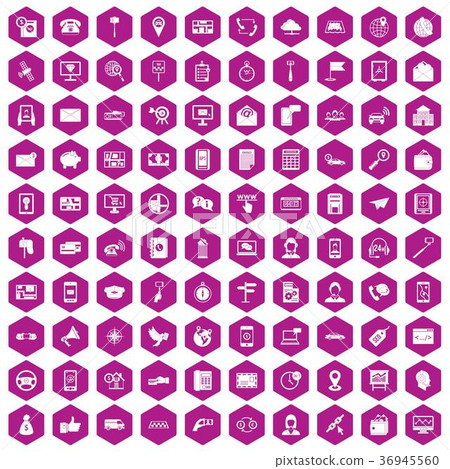 100 smartphone icons hexagon violet 100 smartphone icons hexagon violet 36945560