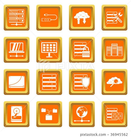 Database icons set orange Database icons set orange 36945562
