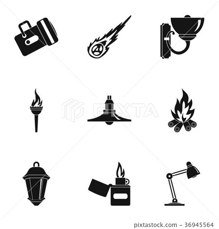 Lighting icon set, simple style Lighting icon set, simple style 36945564