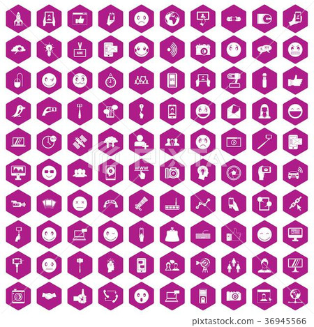 100 social media icons hexagon violet 100 social media icons hexagon violet 36945566