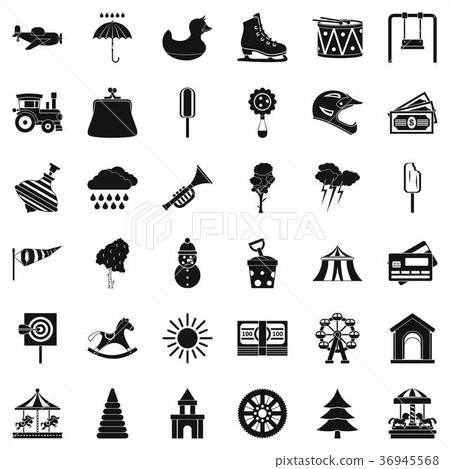 Children castle icons set, simple style Children castle icons set, simple style 36945568