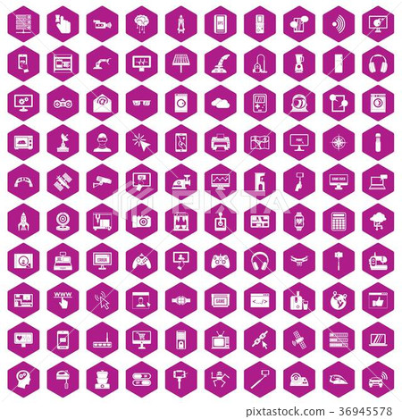 100 software icons hexagon violet 36945578