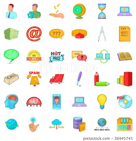 Digital development icons set, cartoon style 36945745