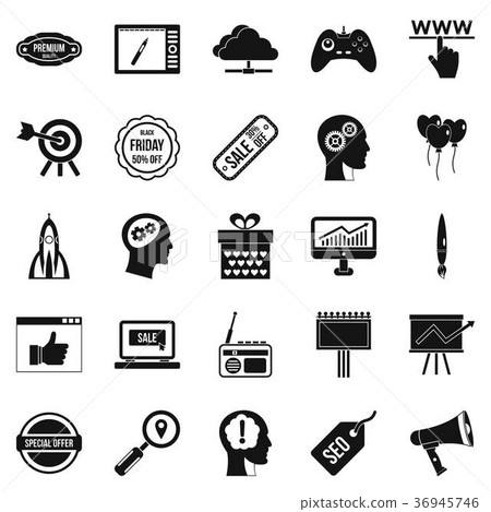 Media center icons set, simple style Media center icons set, simple style 36945746