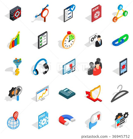 Guidance icons set, isometric style 36945752