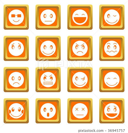 Emoticon icons set orange 36945757