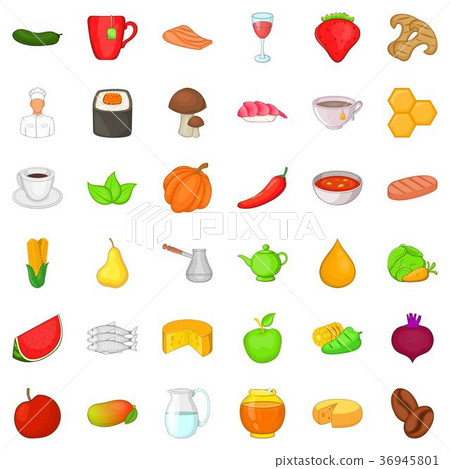 Food for diet icons set, cartoon style Food for diet icons set, cartoon style 36945801
