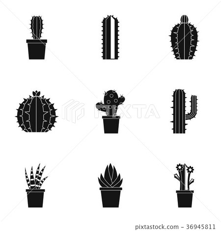 Cactus icon set, simple style Cactus icon set, simple style 36945811