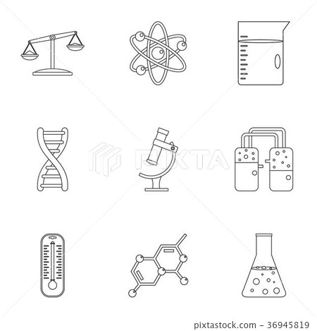 Chemical laboratory icon set, outline style Chemical laboratory icon set, outline style 36945819