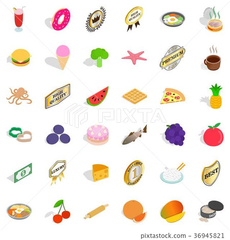 Tasty dish icons set, isometric style 36945821