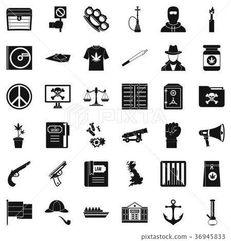 Danger crime icons set, simple style 36945833