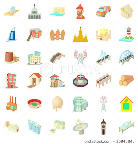 Construction site icons set, cartoon style 36945843