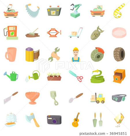 Worker craft icons set, cartoon style 36945851