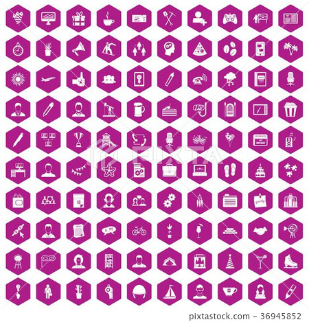 100 team building icons hexagon violet 100 team building icons hexagon violet 36945852