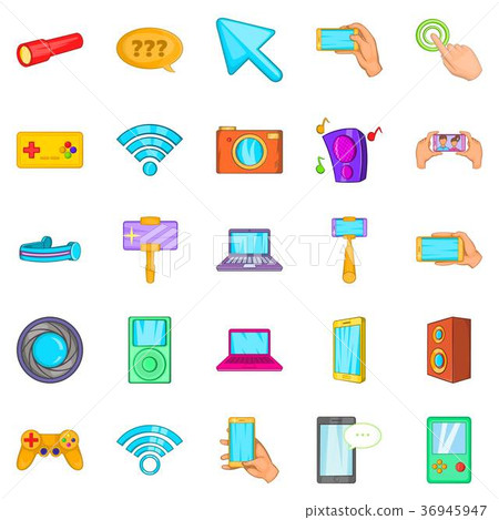 Mobile phone icons set, cartoon style Mobile phone icons set, cartoon style 36945947