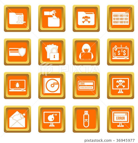 Criminal activity icons set orange Criminal activity icons set orange 36945977