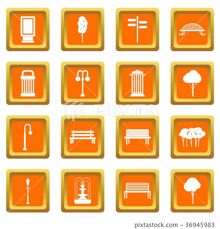 Park icons set orange Park icons set orange 36945983