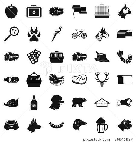 Clever dog icons set, simple style Clever dog icons set, simple style 36945987