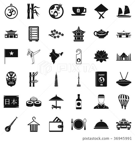 Food in dish icons set, simple style Food in dish icons set, simple style 36945991