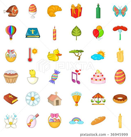 Good easter icons set, cartoon style Good easter icons set, cartoon style 36945999