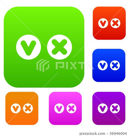 Fat tick and cross in circles set collection Fat tick and cross in circles set collection 36946004