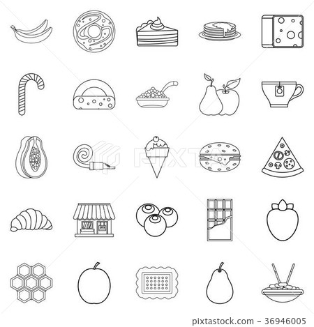 Delicious icons set, outline style 36946005