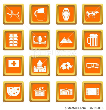 Switzerland icons set orange Switzerland icons set orange 36946016