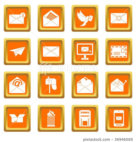 Email icons set orange Email icons set orange 36946089