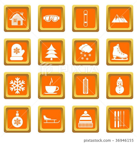 Winter icons set orange Winter icons set orange 36946155