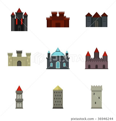 Medieval castles icon set, flat style 36946244
