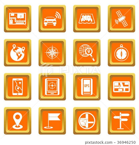 Navigation icons set orange Navigation icons set orange 36946250