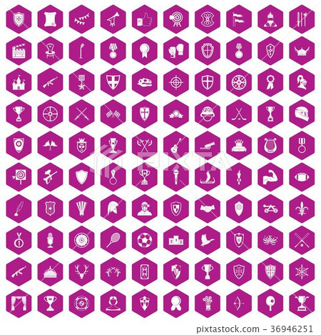 100 trophy and awards icons hexagon violet 100 trophy and awards icons hexagon violet 36946251