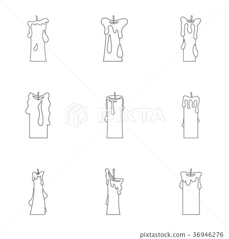 Decorative candle icon set, outline style Decorative candle icon set, outline style 36946276