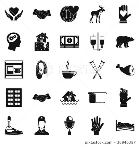 Endowment icons set, simple style 36946387