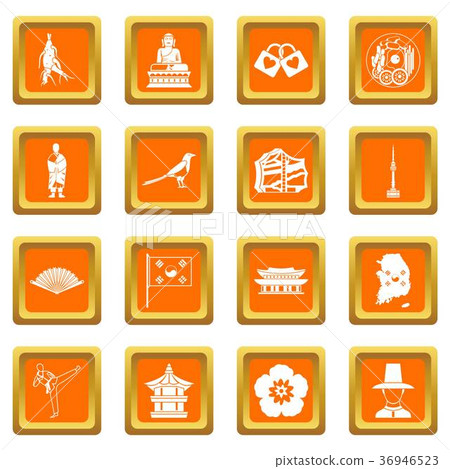 South Korea icons set orange 36946523