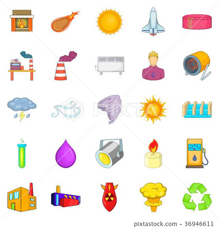 Renewable energy icons set, cartoon style 36946611
