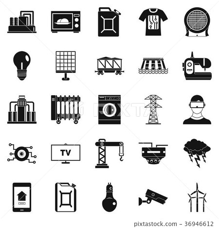 Electrician icons set, simple style 36946612