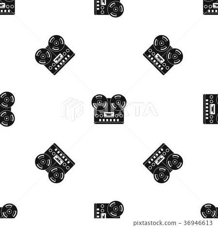 Retro tape recorder pattern seamless black Retro tape recorder pattern seamless black 36946613