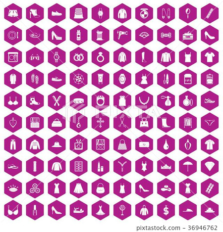 100 womens accessories icons hexagon violet 36946762