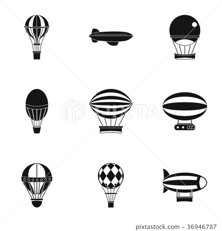 Hot air balloon icon set, simple style Hot air balloon icon set, simple style 36946787