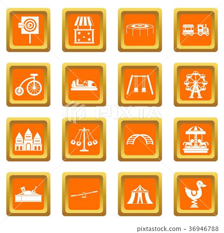 Amusement park icons set orange Amusement park icons set orange 36946788