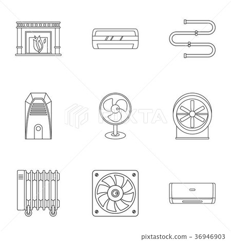 Heating cooling air icon set, outline style Heating cooling air icon set, outline style 36946903