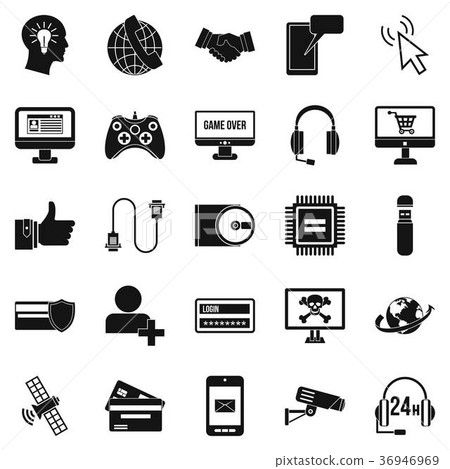 Earphones icons set, simple style 36946969