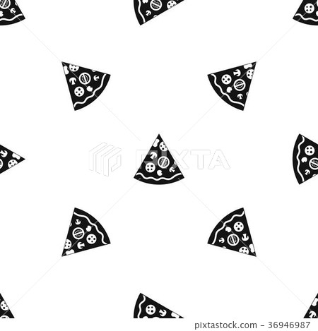 Pizza slice pattern seamless black 36946987