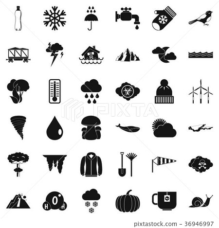 Rainy cloud icons set, simple style Rainy cloud icons set, simple style 36946997